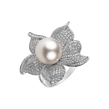 Prsteň s perlou a diamantmi Adelaide