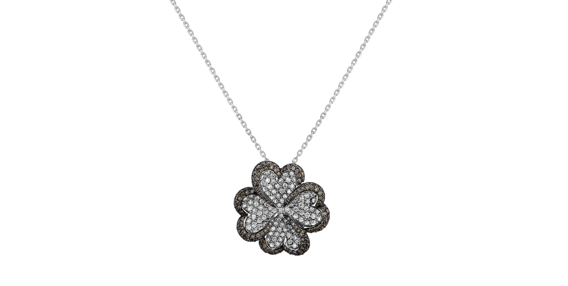 Přívěsok s bielymi a hnedými diamantmi Gloomy Luck