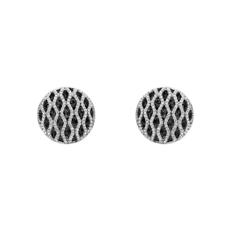Náušnice s čiernymi a bielymi diamantmi Brilliant Wheels