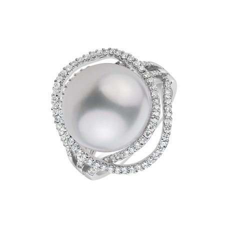 Prsteň s perlou a diamantmi Caribbean Treasure