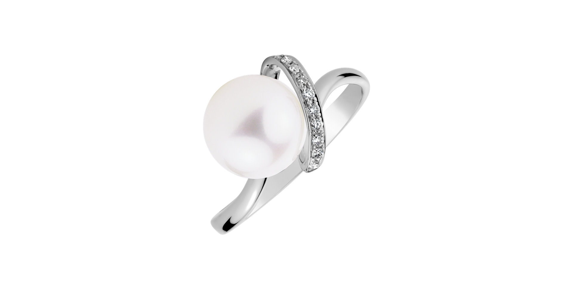 Prsteň s perlou a diamantmi River Magic