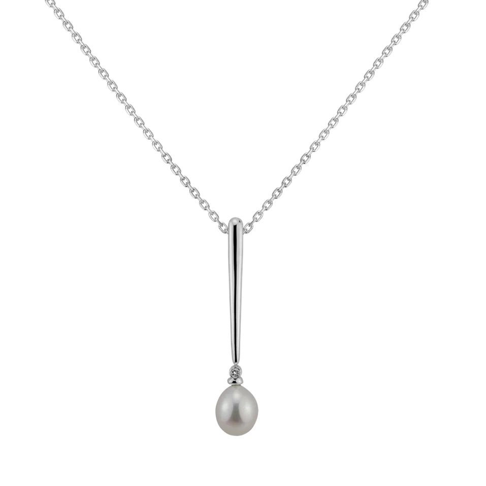 Přívěsok so perlou a diamantom Sea Drop