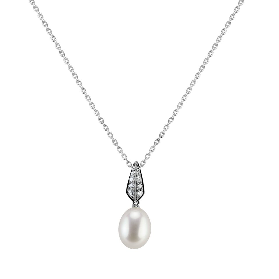 Přívěsok s perlou a diamantmi Doris Pearl