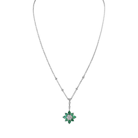 Náhrdelník s diamantmi a smaragdmi Ideal Charm