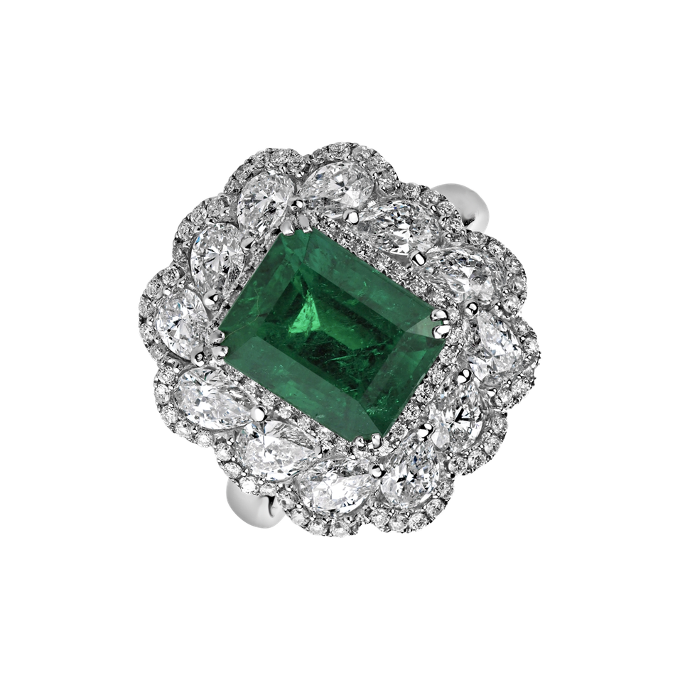 Prsteň so smaragdom a diamantmi Frozen Aurora