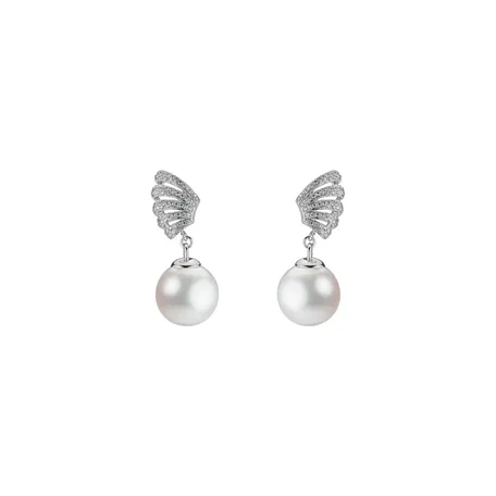 Náušnice s perlou a diamantmi Angel Pearls