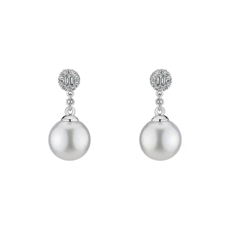 Náušnice s perlou a diamantmi Crystal Sea