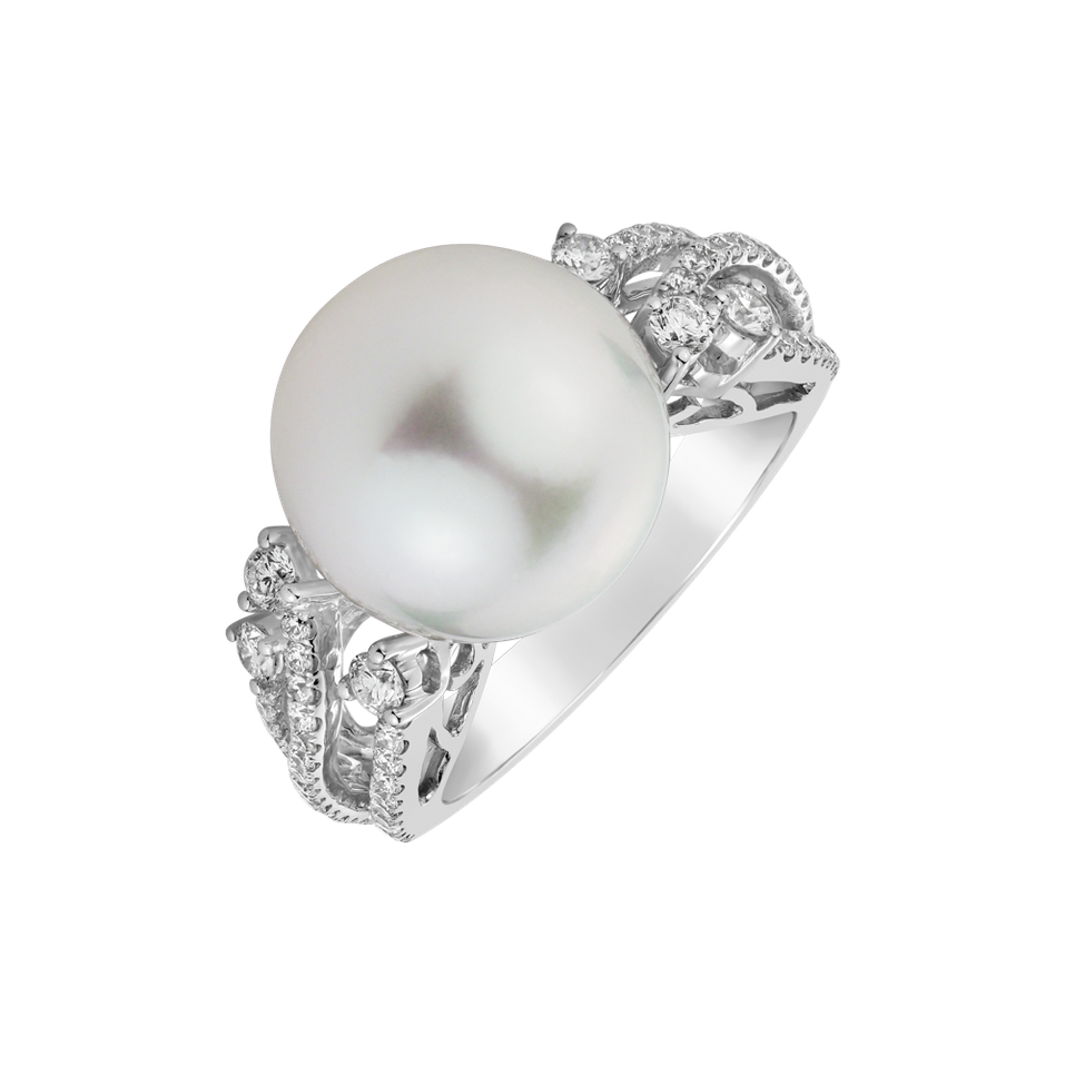 Prsteň s perlou a diamantmi Pristine Lagoon