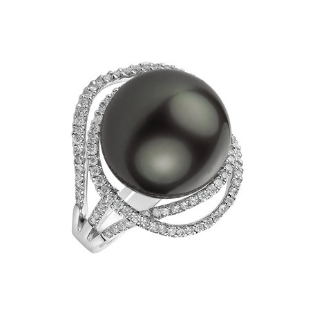Prsteň s perlou a diamantmi Annaliese