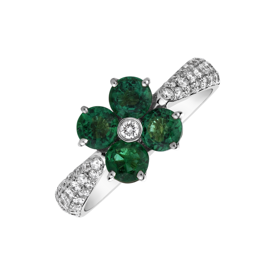 Prsteň s diamantmi a smaragdmi Genoveva