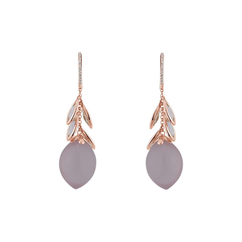 Náušnice s ruženínom, diamantmi a topásom Rhona