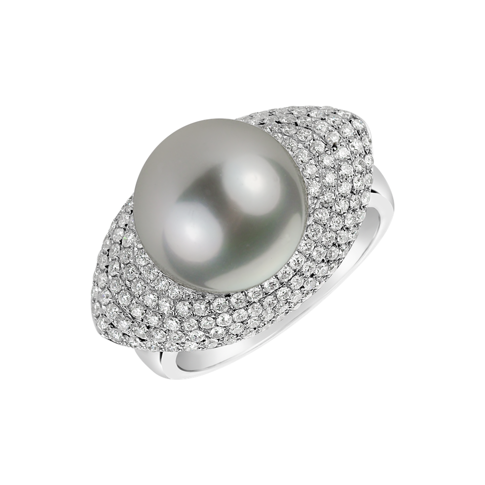 Prsteň s perlou a diamantmi Aprilli