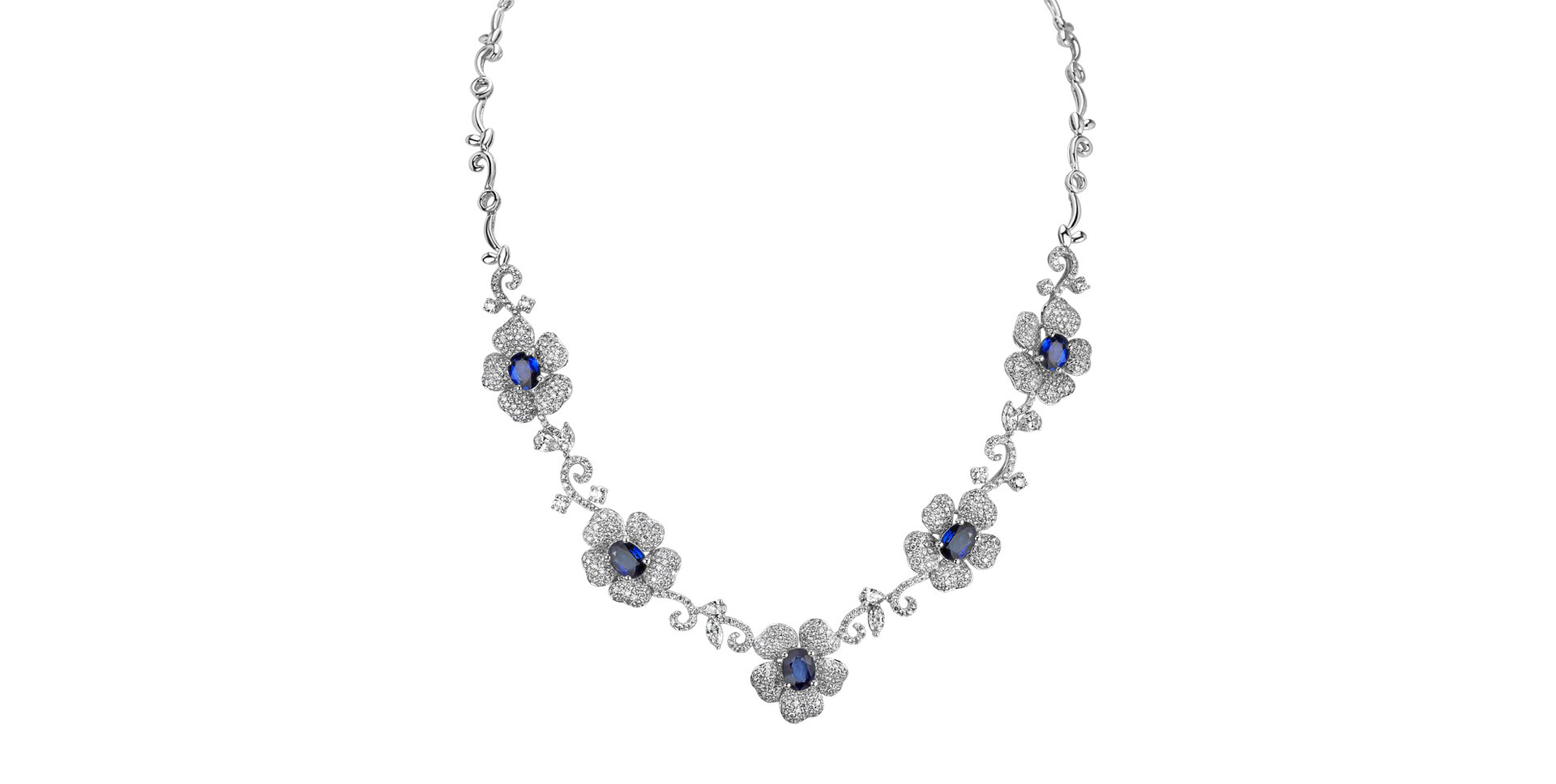 Náhrdelník s diamantmi a zafírmi Neptune