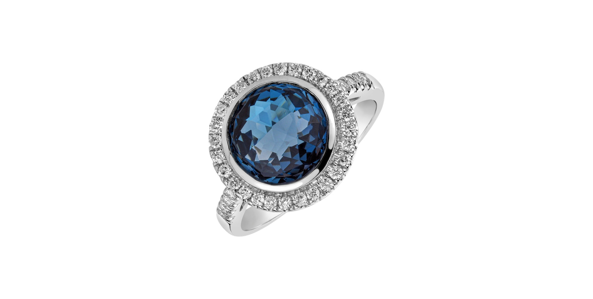 Prsteň s topásom a diamantmi Defender