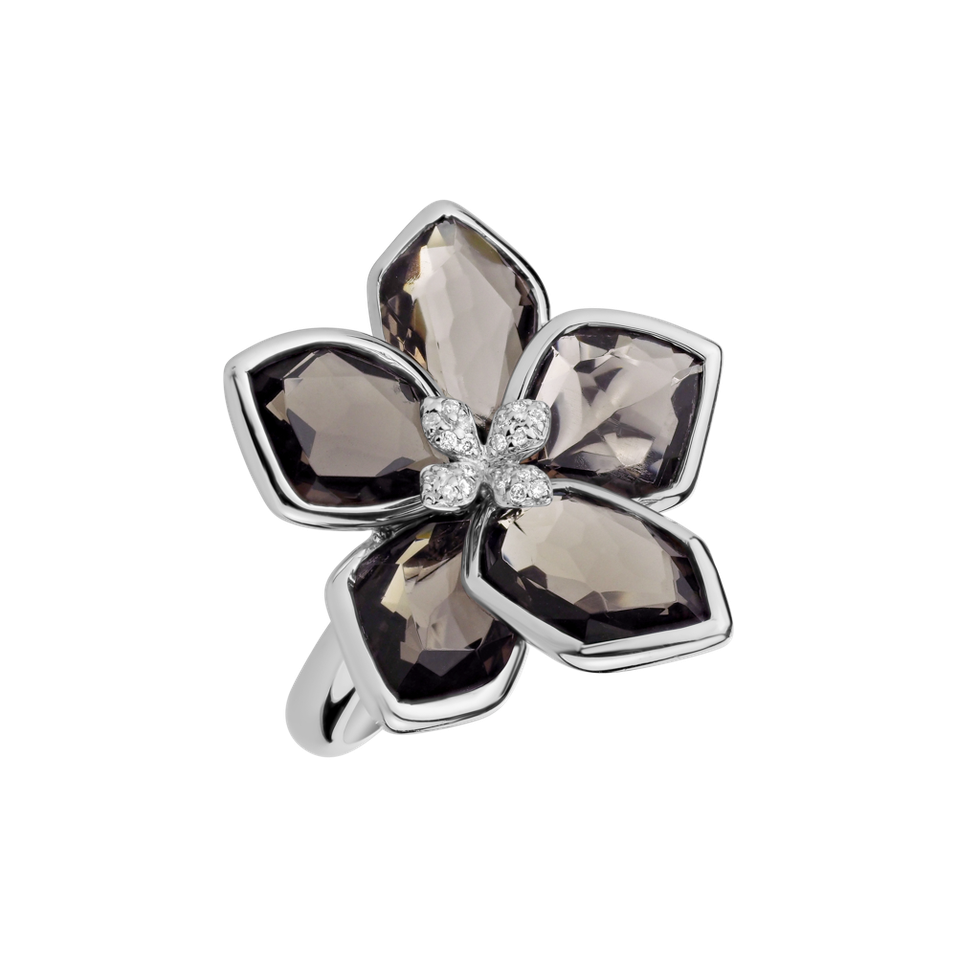 Prsteň s diamantmi a quartzami Cold Winter Night