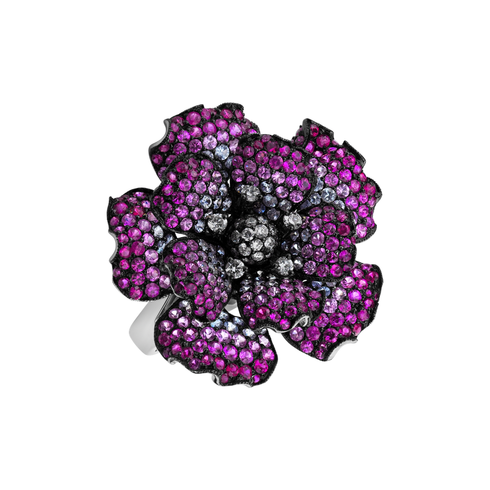 Prsteň s diamantmi a zafírmi Royal Magnolia