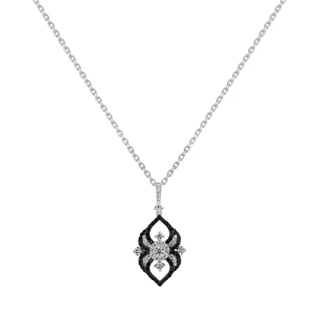Přívěsok s čiernymi a bielymi diamantmi Lady Arachne