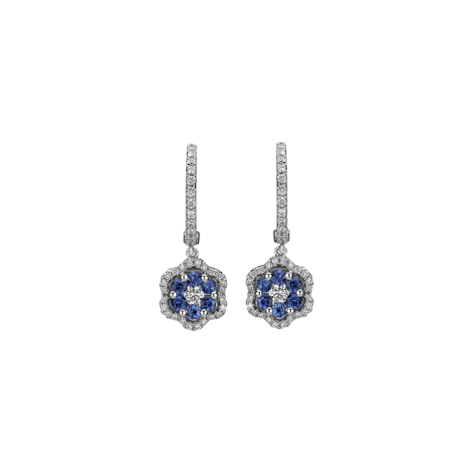 Náušnice s diamantmi a zafírmi Blooming Jewellery