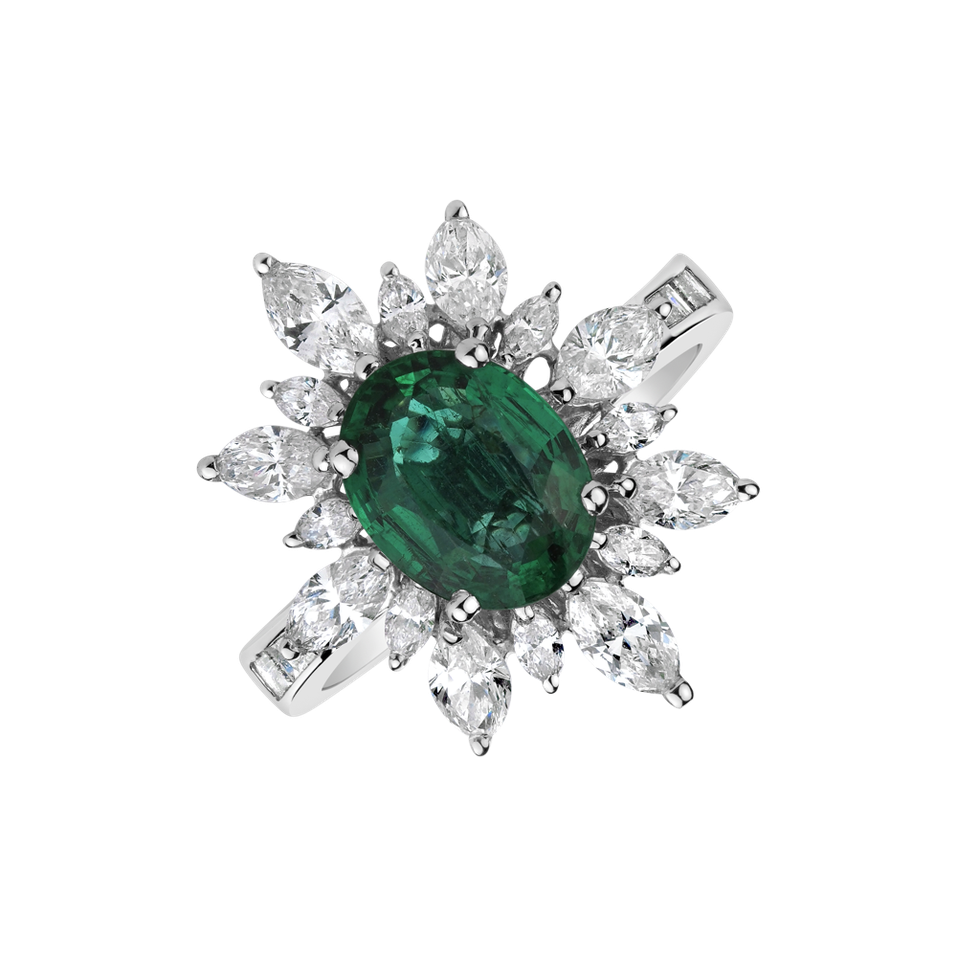 Prsteň so smaragdom a diamantmi Emerald Queen