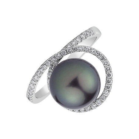Prsteň s perlou a diamantmi Sea Eclipse