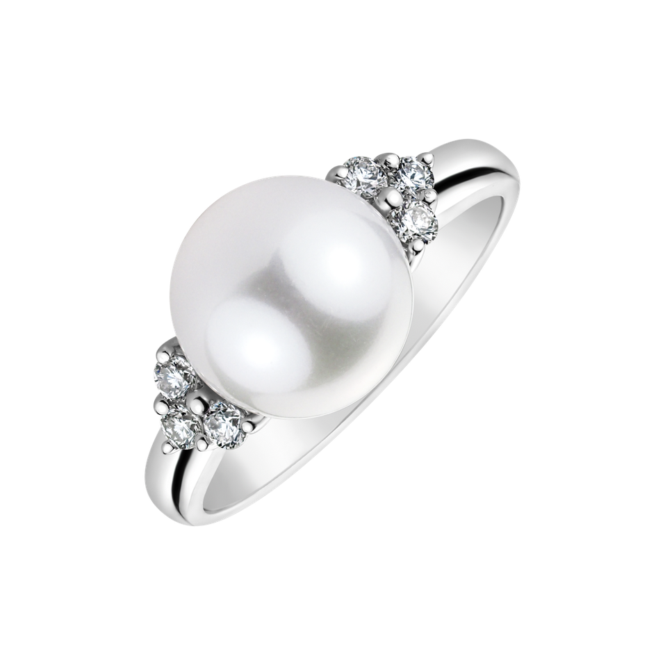 Prsteň s perlou a diamantmi Ocean Illusion