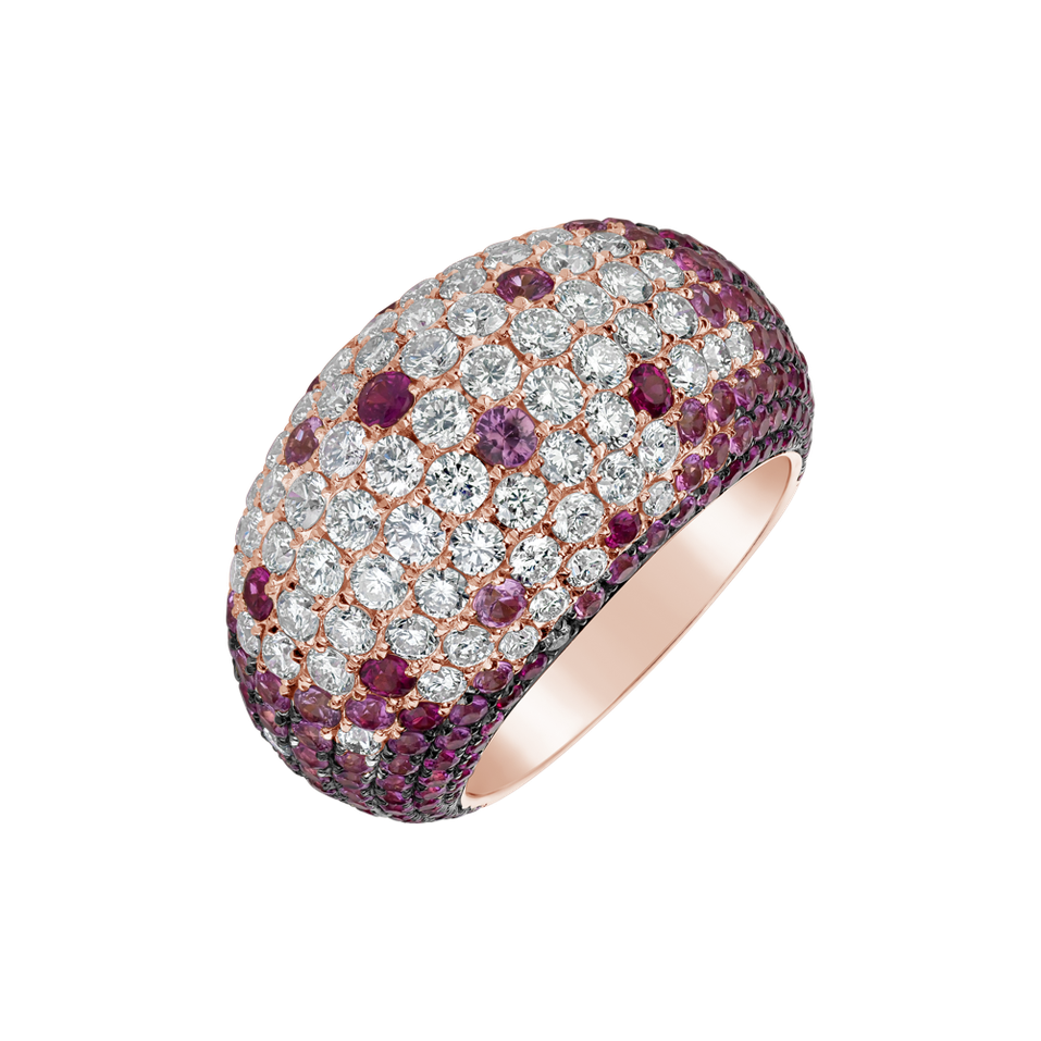 Prsteň s diamantmi, rubínmi a zafírmi Tashia