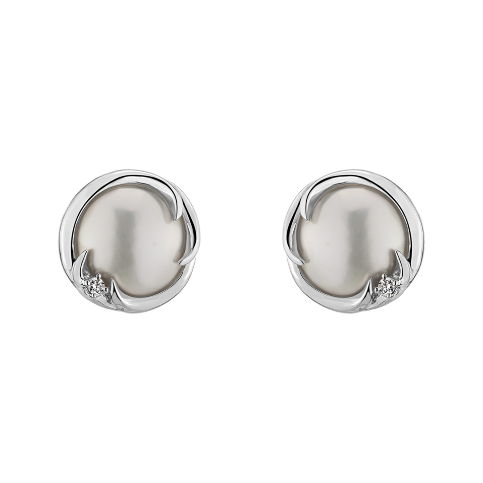 Náušnice s perlou diamantom Lola Waves