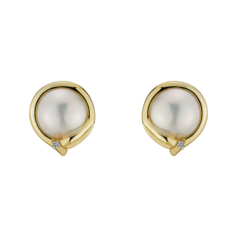 Náušnice s perlou diamantom Pearly Allure