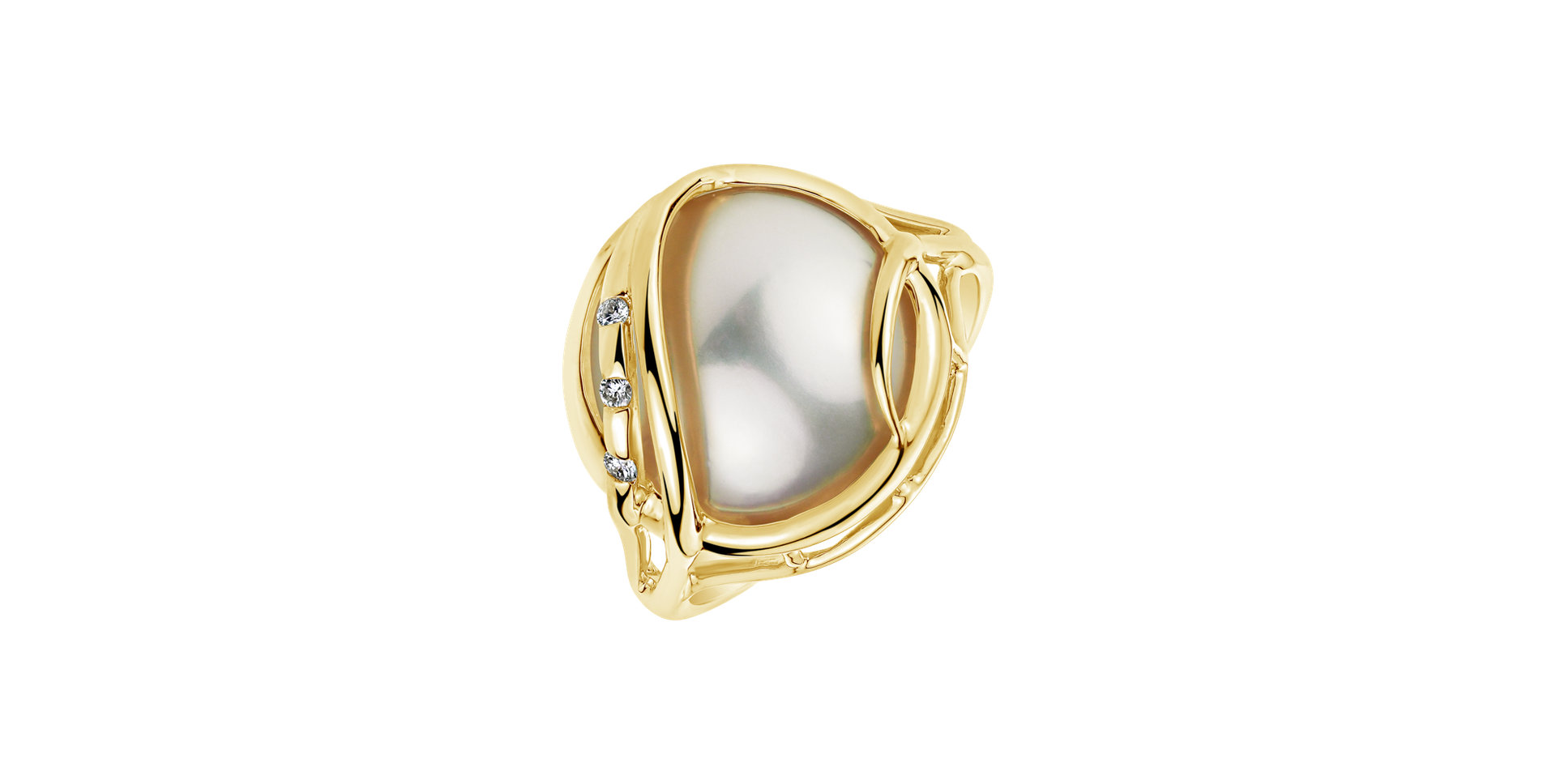 Prsteň s perlou a diamantmi Magnificent Pearl