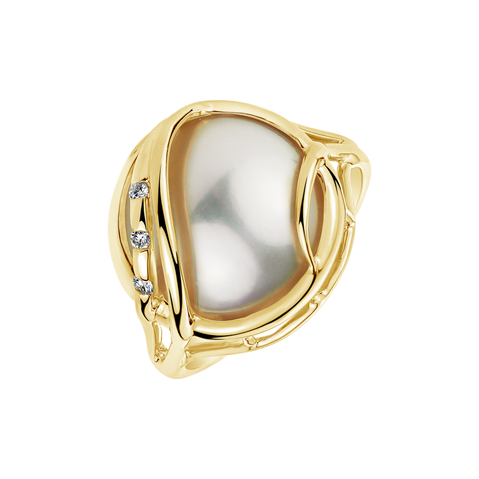 Prsteň s perlou a diamantmi Magnificent Pearl
