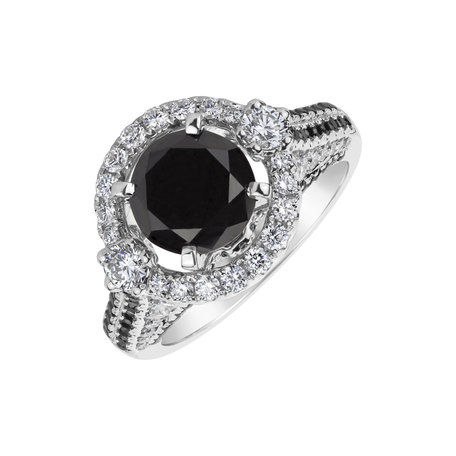 Prsteň s bielymi a čiernymi diamantmi Giulia