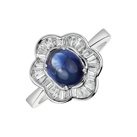 Prsteň s zafírom a diamantmi Blooming Sapphire