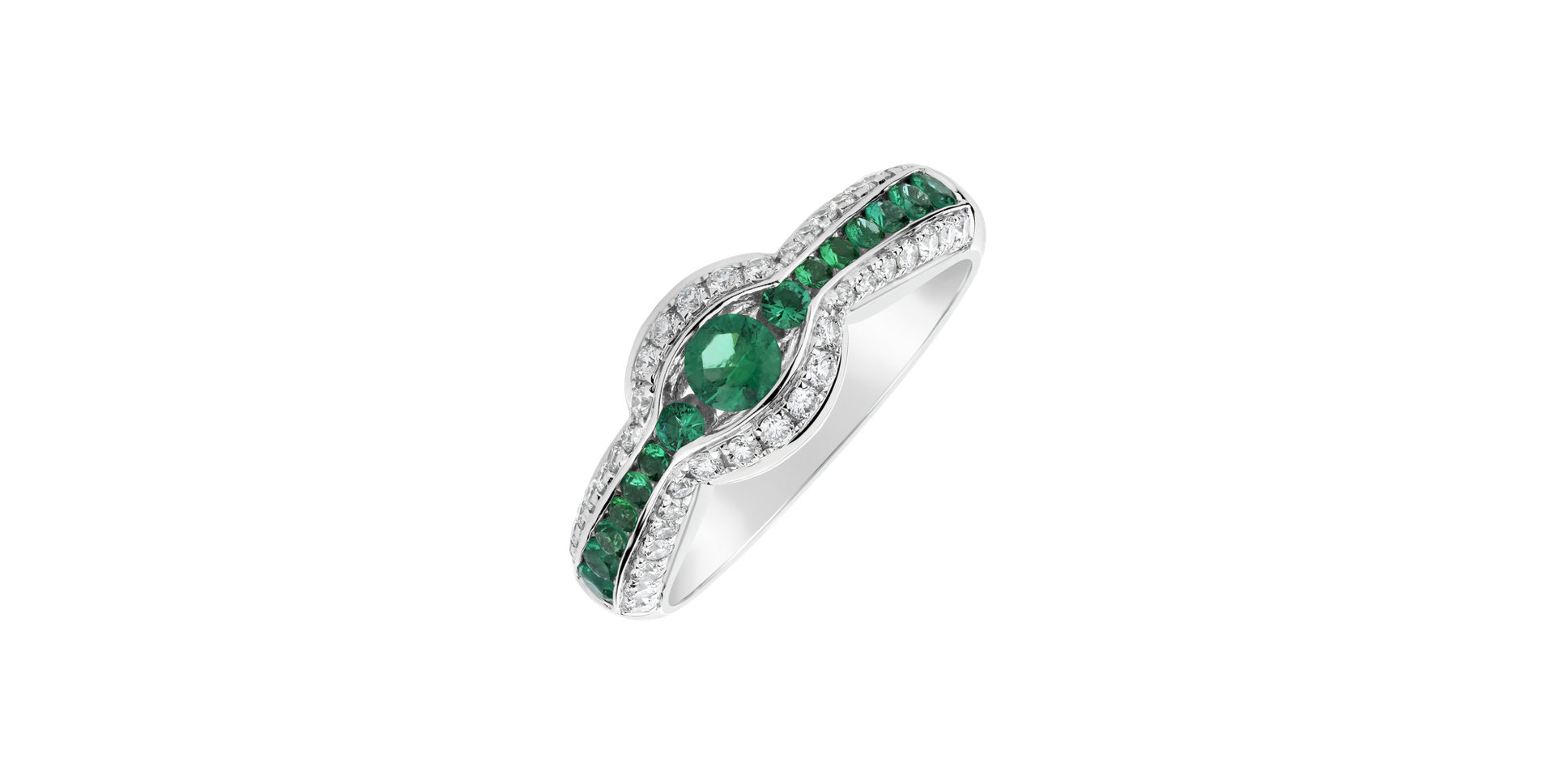 Prsteň so smaragdmi a diamantmi Fiore