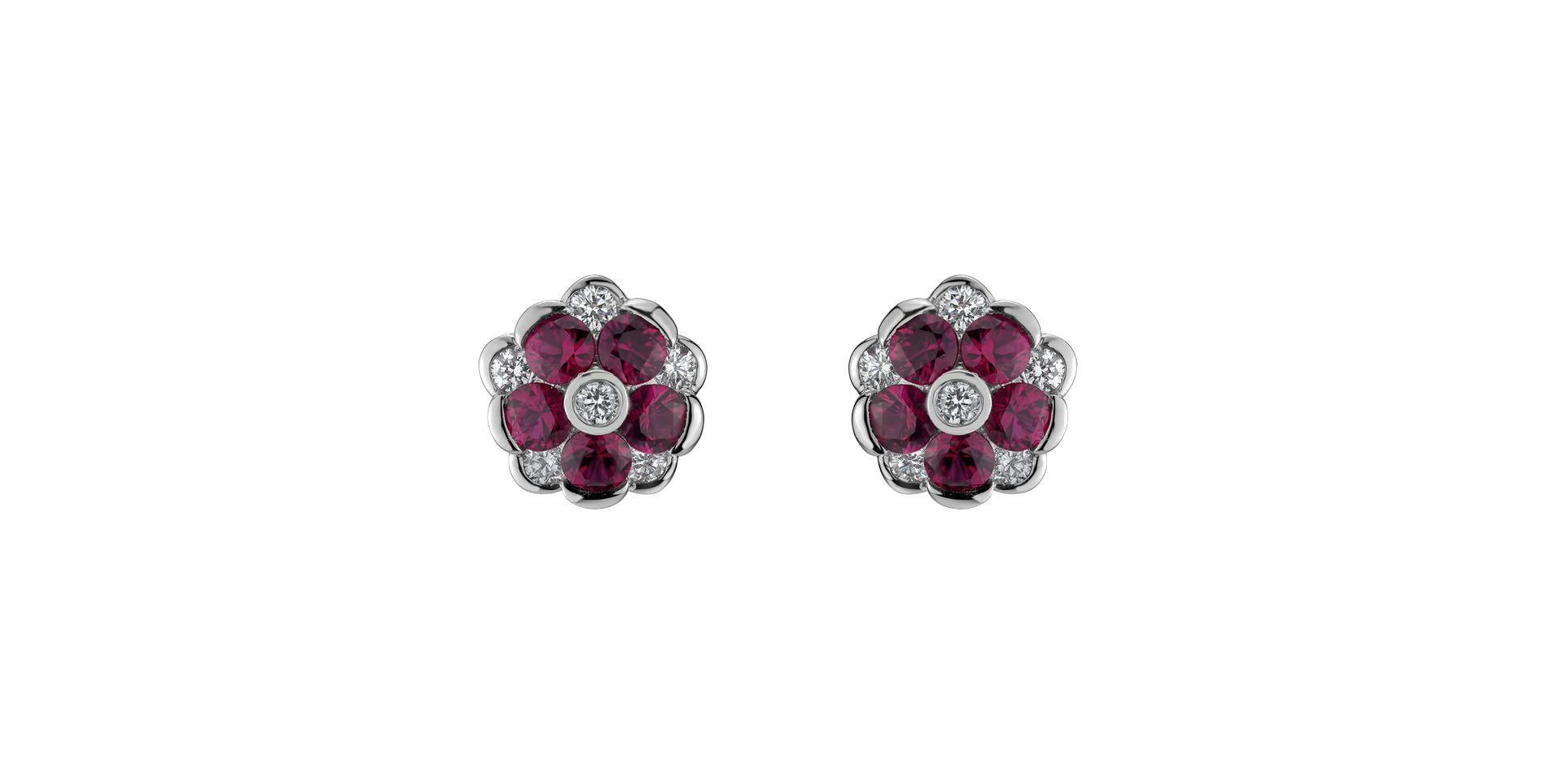 Náušnice s diamantmi a rubínmi Ruby Mood