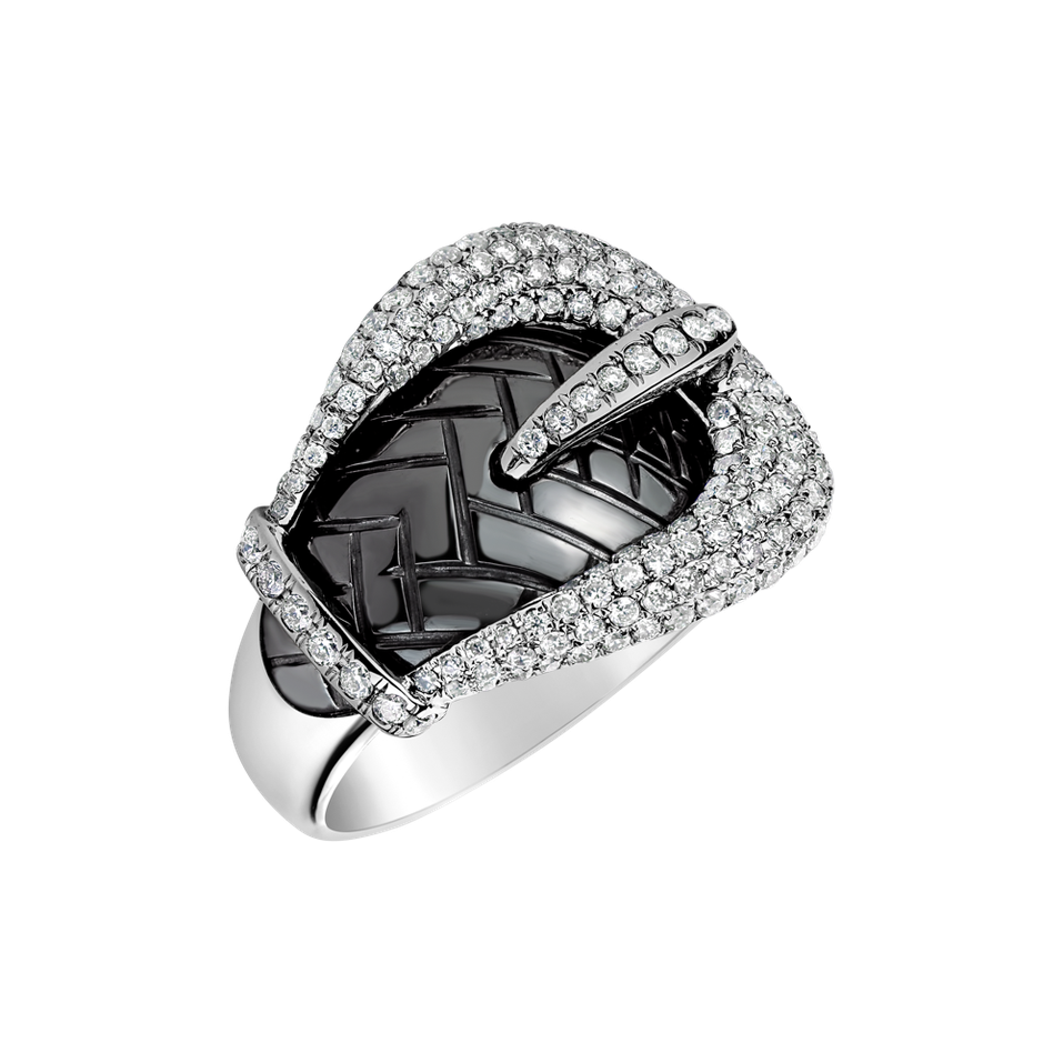 Prsteň s diamantmi a hematitmi Shiny Belt