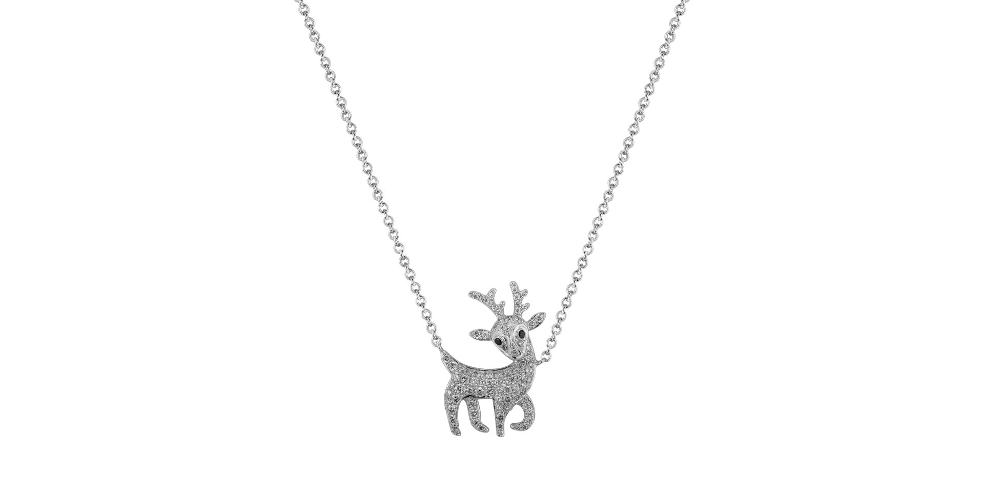 Náhrdelník s čiernymi a bielymi diamantmi Magical Deer