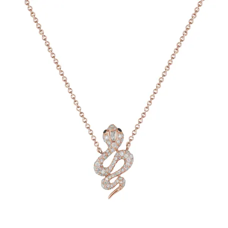 Náhrdelník s bielymi a čiernymi diamantmi Snake of Eden