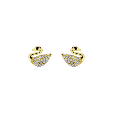 Náušnice s čiernymi a bielymi diamantmi Noble Swans