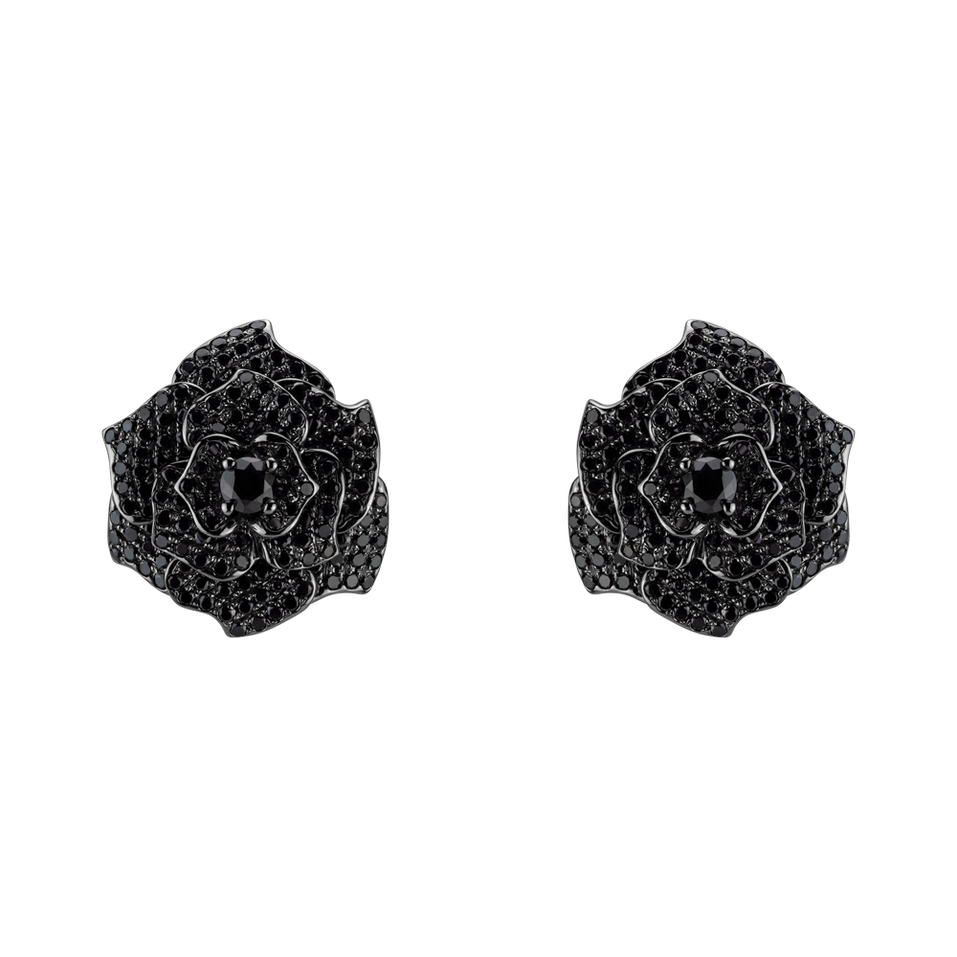 Náušnice s čiernymi diamantmi Black Beauty Rose