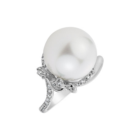 Prsteň s perlou a diamantmi Caribbean Delight