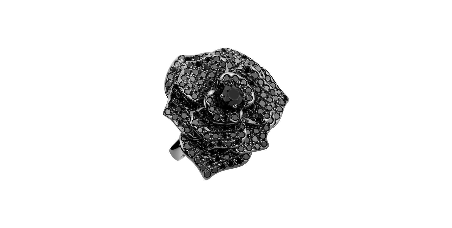 Prsteň s čiernymi diamantmi Heavenly Rose