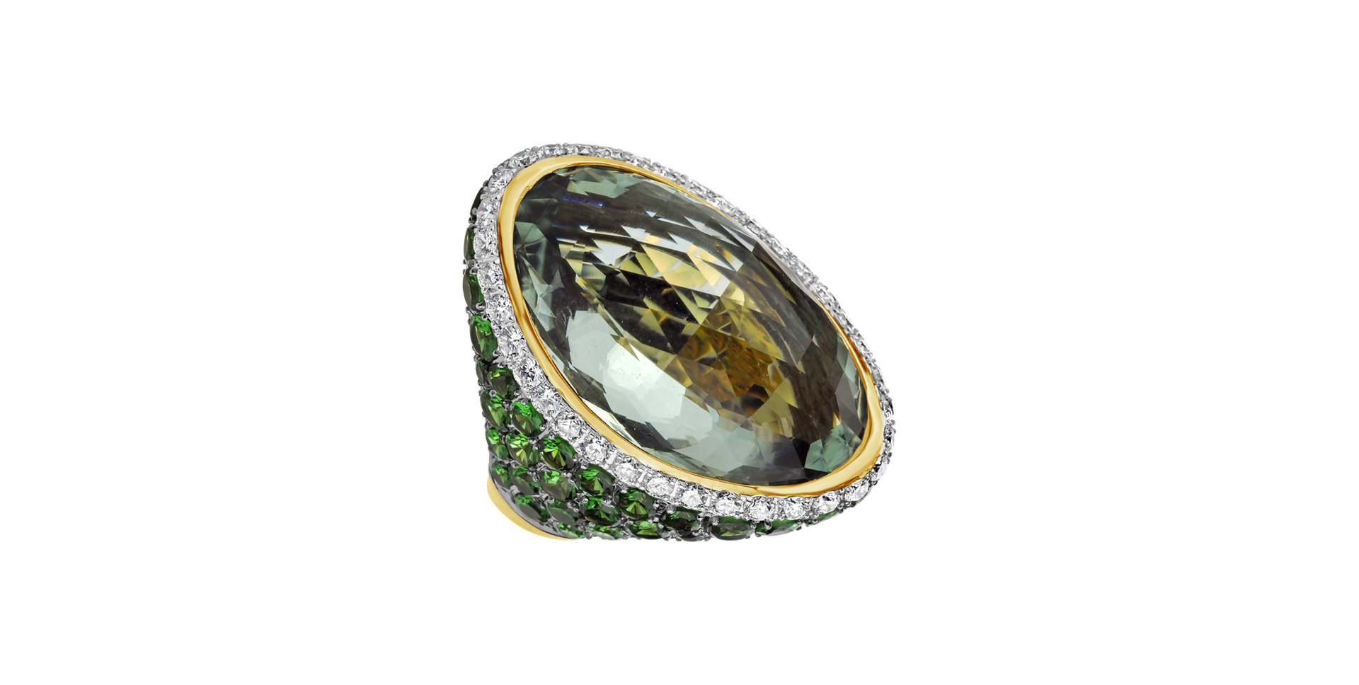 Prsteň s diamantmi, ametystom a granátmi Darcie