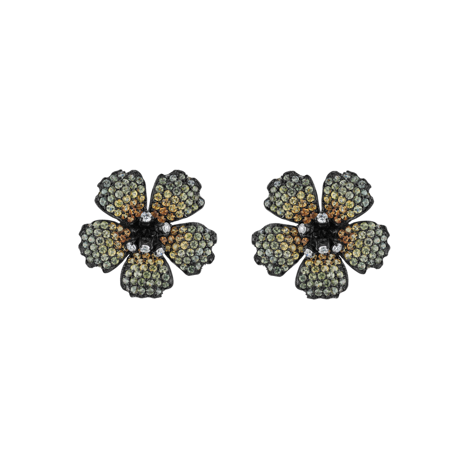 Náušnice s diamantmi a zafírmi Flossie