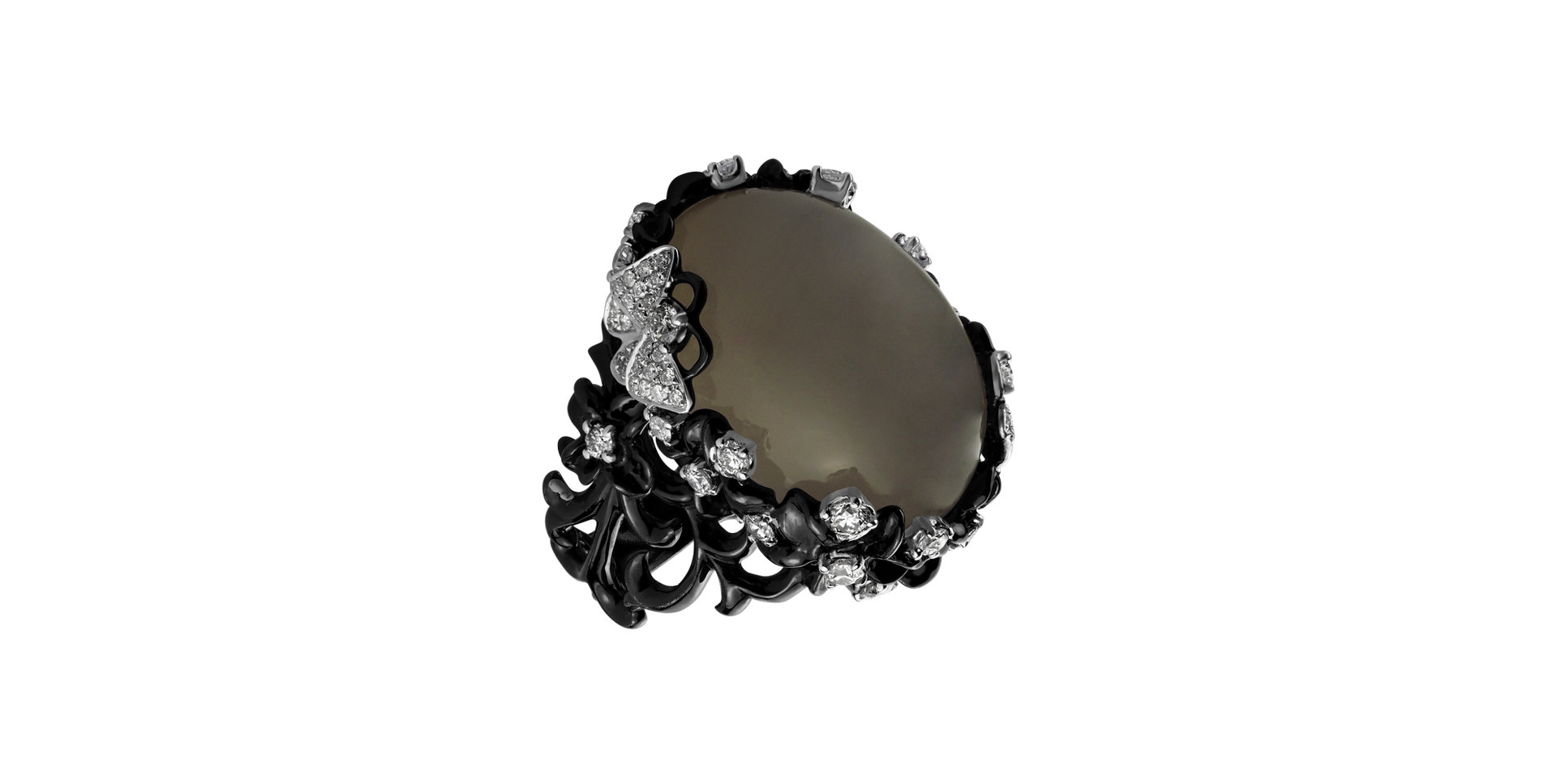 Prsteň s mesačným kameňom a diamantmi Delois