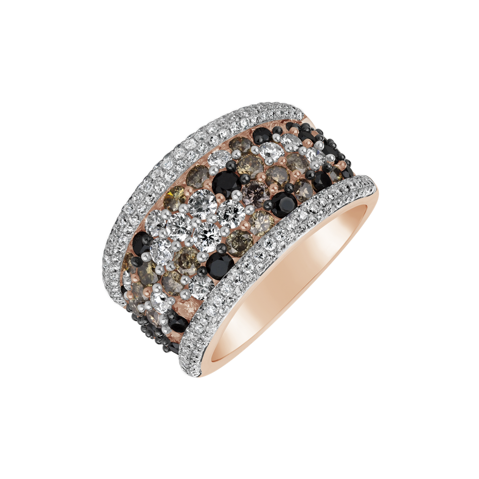 Prsteň s bielymi, hnedými a čiernymi diamantmi Maple Grove