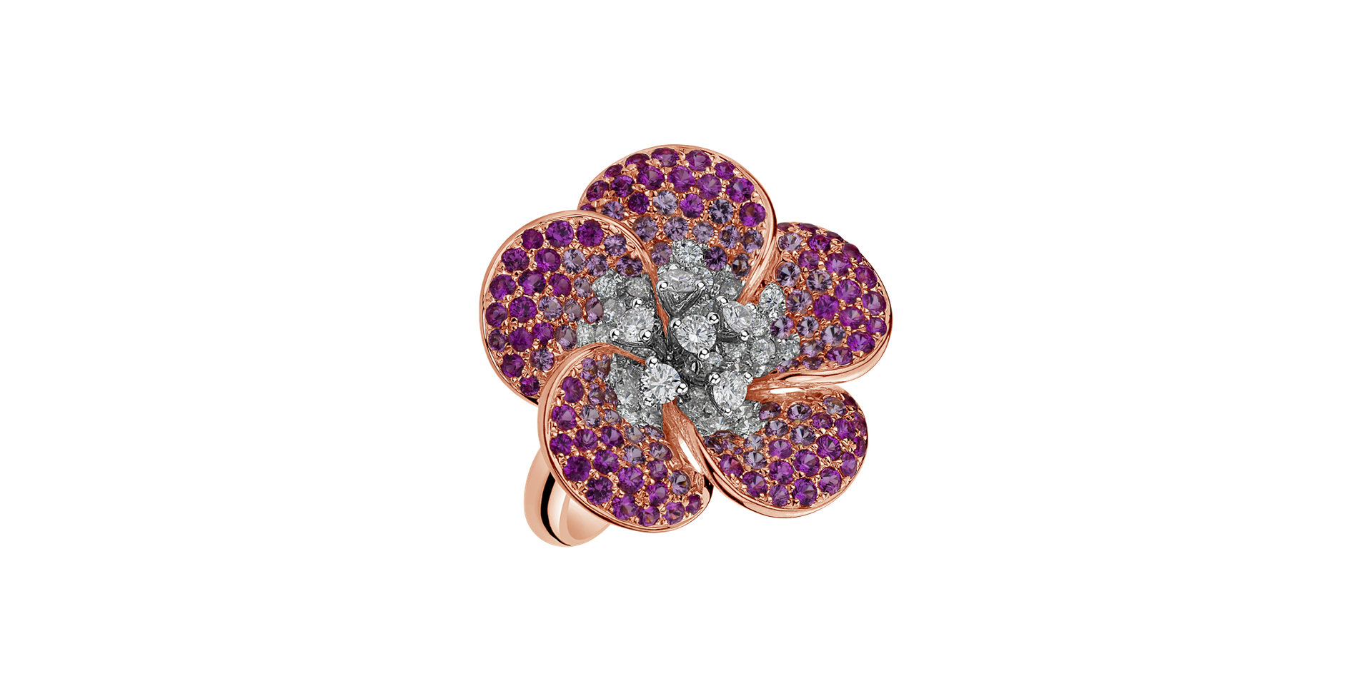 Prsteň s diamantmi a zafírmi Romantic Bloom