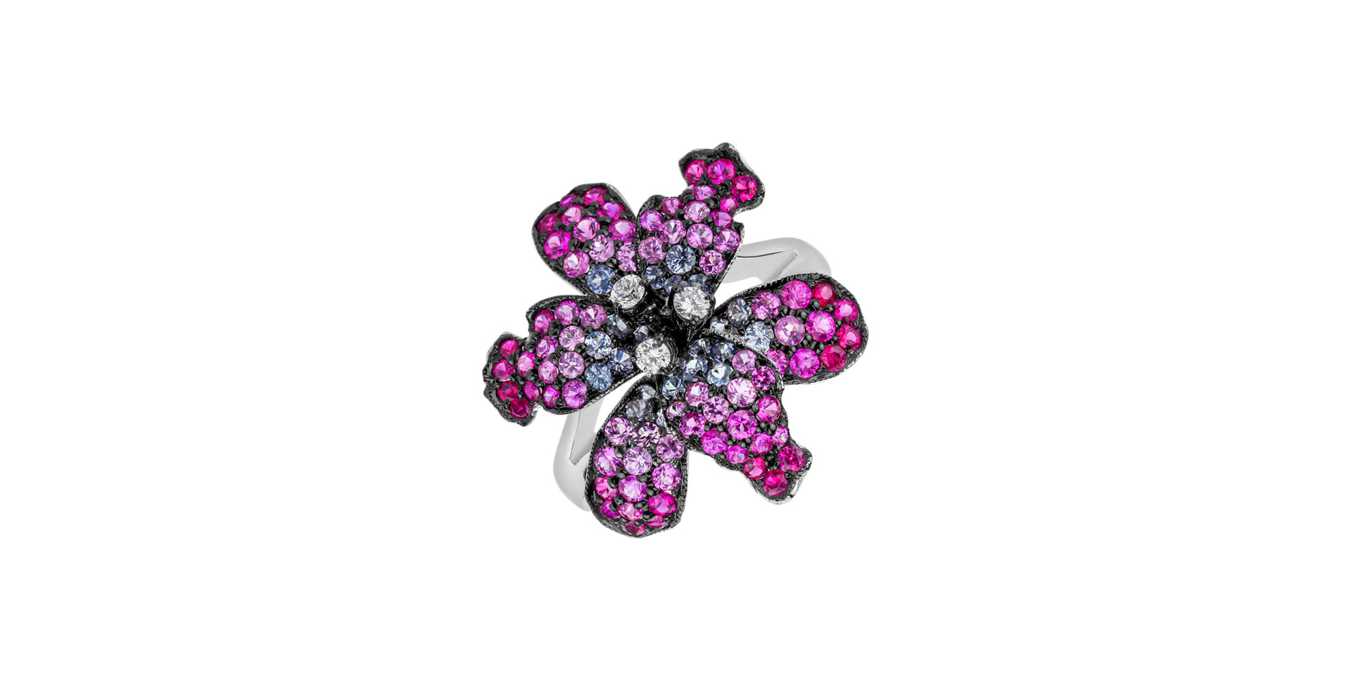 Prsteň s diamantmi, rubínmi a zafírmi Caryan