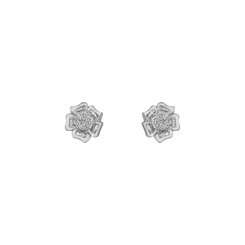 Náušnice s diamantmi Shiny Rose Flowers