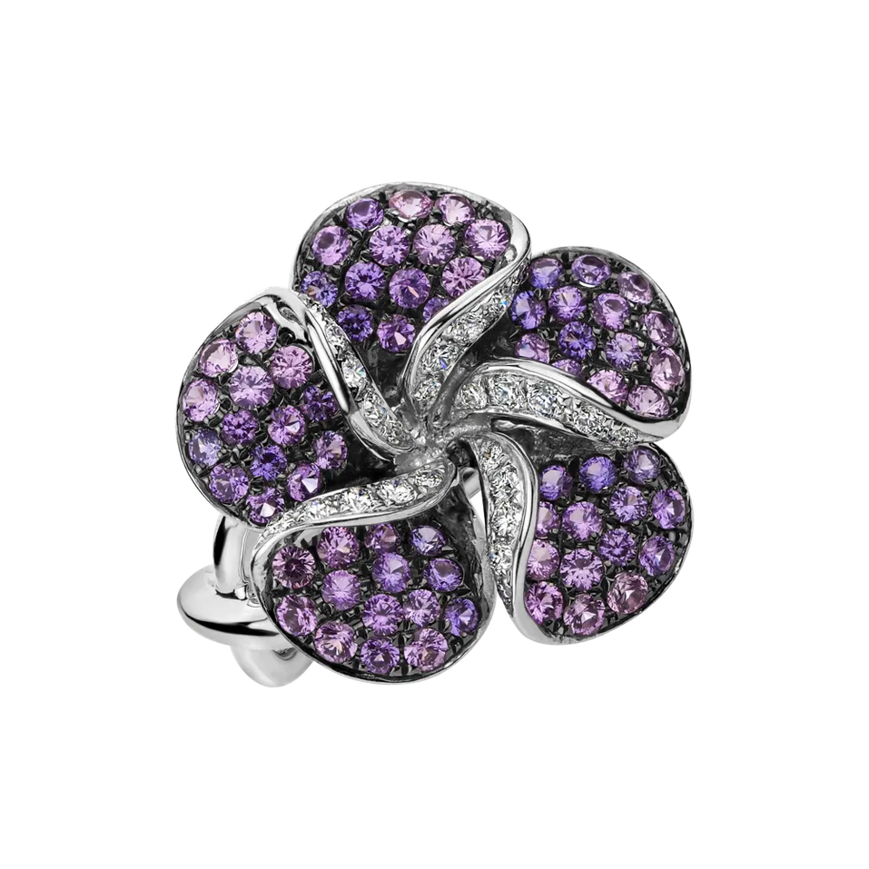 Prsteň s diamantmi a zafírmi Delicious Orchid