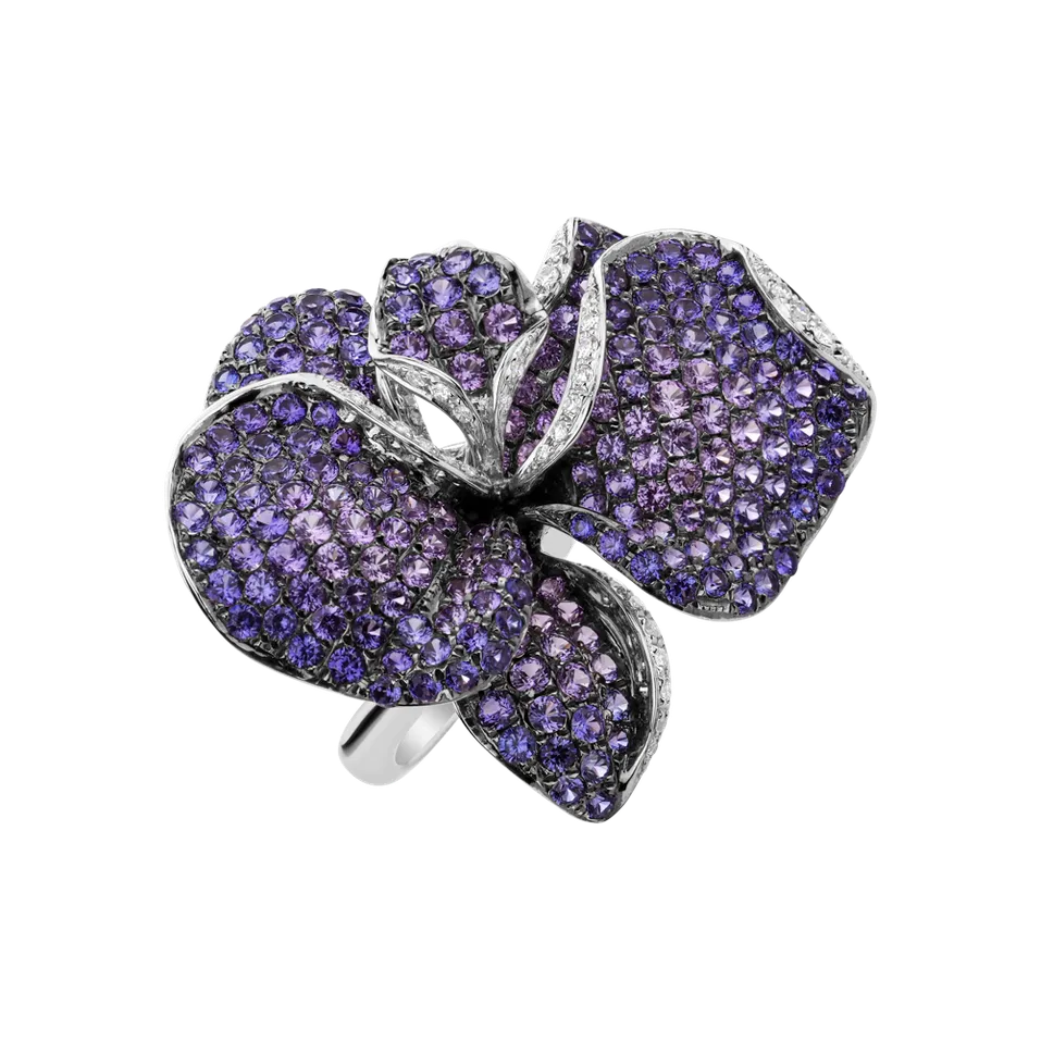 Prsteň s diamantmi a zafírmi Star Orchid